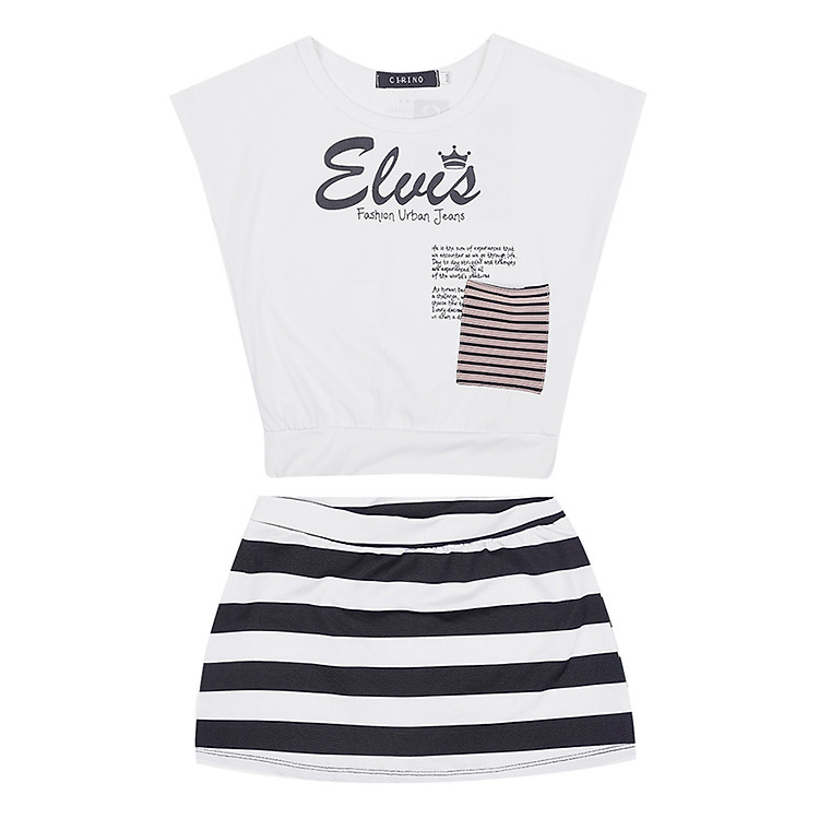 Bộ Đồ Bé Gái Elvis Túi Sọc Nâu Đen CIRINO BD_ELVES_CFSD_005