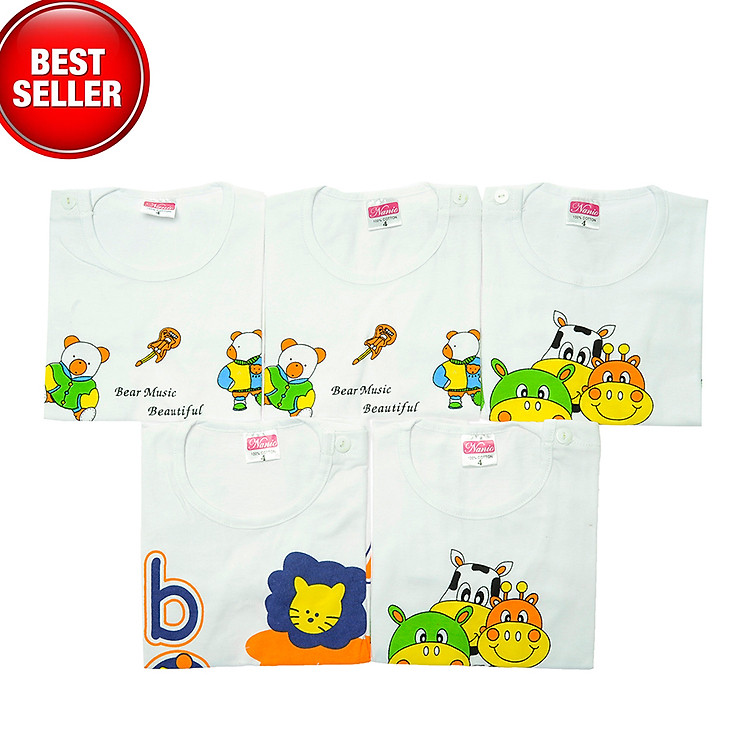 Combo 5 Áo Cài Vai Tay Ngắn Trắng Nanio