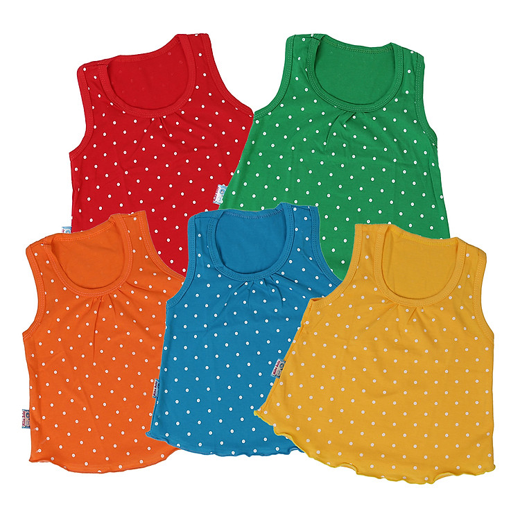 Combo 5 Áo Ba Lỗ Nhúng Bi Bé Gái MihaBaby ATL08