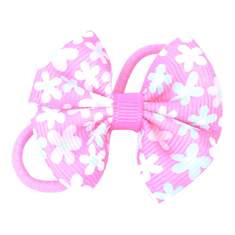 Cột Tóc Hình Nơ Bảo Ngọc A10 Họa Tiết Hoa - Hồng