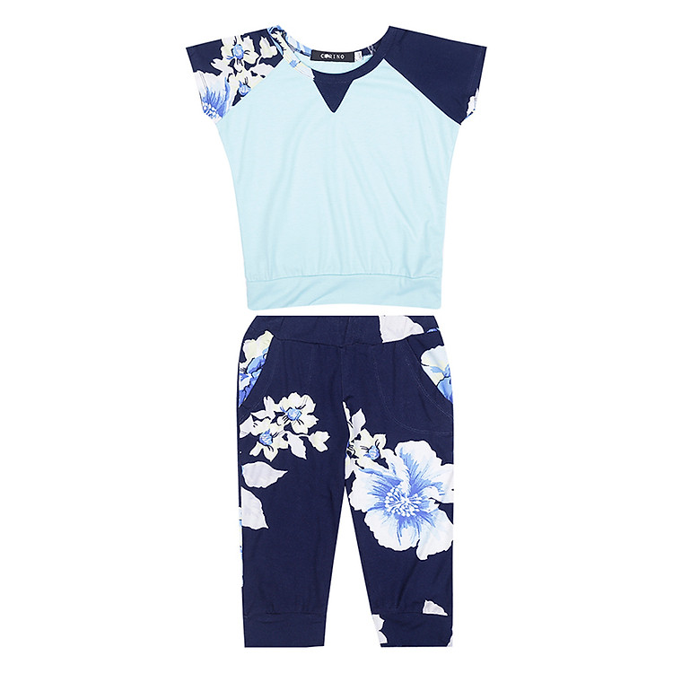 Đồ Bộ Mặc Nhà Bé Gái CIRINO BD_BE_NDBXD003 - Xanh Ngọc Phối Xanh Đen