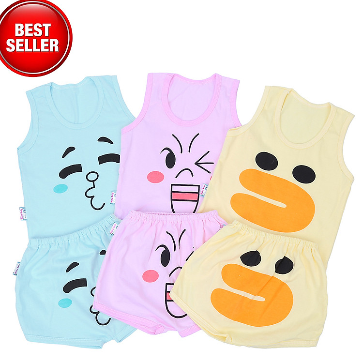 Combo 3 Bộ Áo Ba Lỗ Và Quần Tã Mihababy BN10 - Nhiều Màu