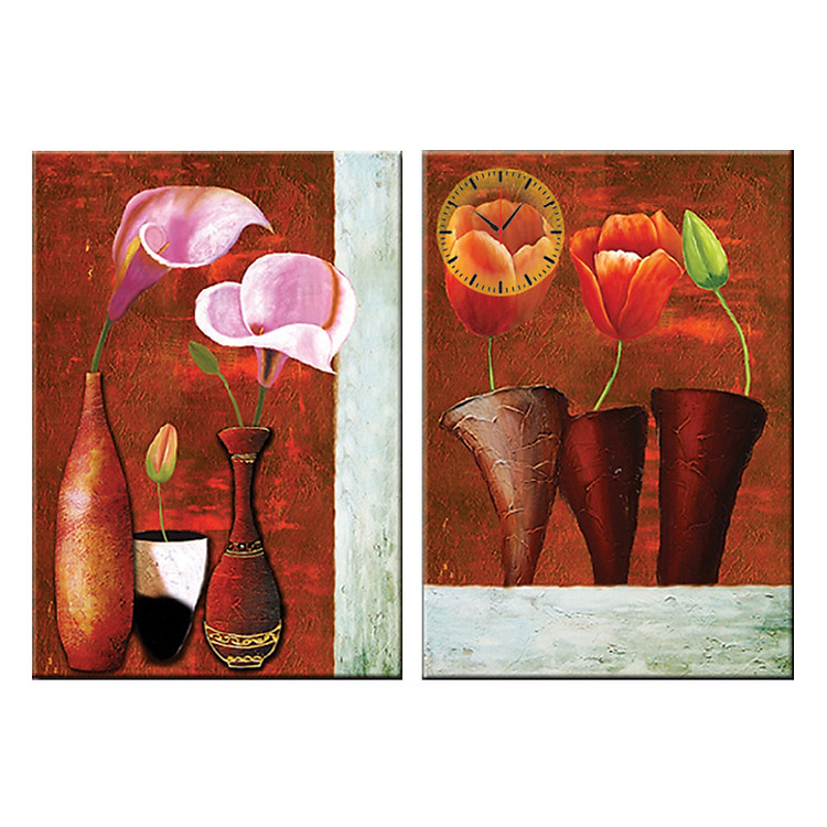 Tranh đồng hồ treo tường HOA RUM NGHỆ THUẬT ĐỘC ĐÁO - Q6D6_35DH(33) Thế Giới Tranh Đẹp