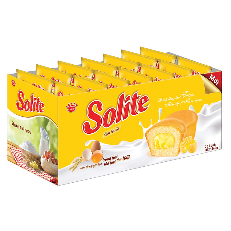 Khay 20 Gói Bánh Solite Cupcake Vị Bơ Sữa - Kinh Đô (360g)