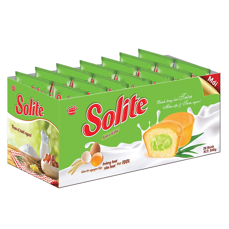 Khay 20 Gói Bánh Solite Cupcake Vị Lá Dứa - Kinh Đô (360g)