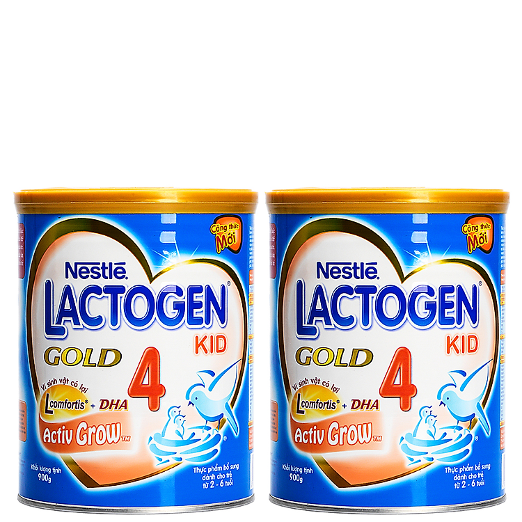 Combo 2 Lon Sữa Nestle Lactogen Gold 4 Active Gro Dành Cho Trẻ Từ 2 – 6 Tuổi (900g)