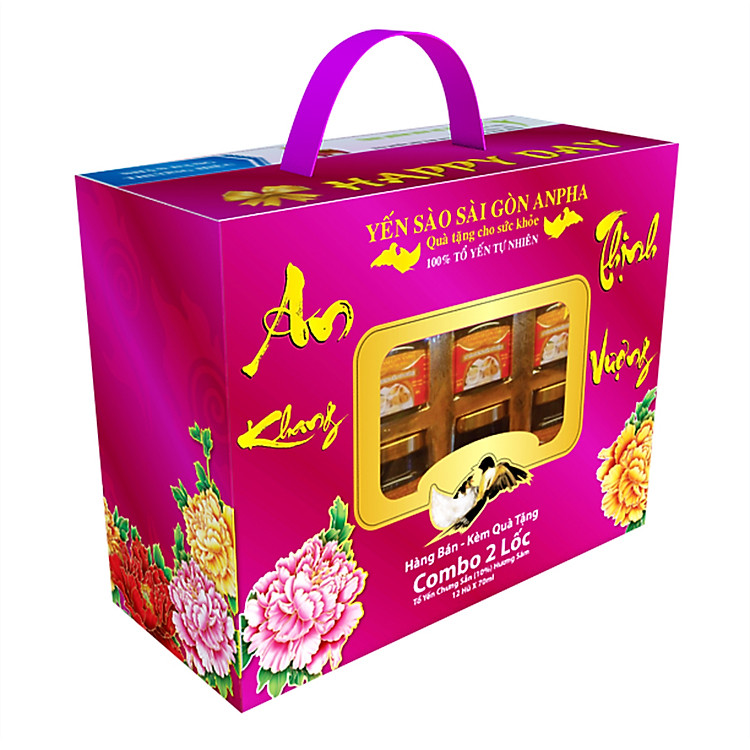 Combo Tết Anpha Phát Tài - Yến Sào Sài Gòn Anpha (2 Lốc 10% Nhân Sâm x 6 Lọ )