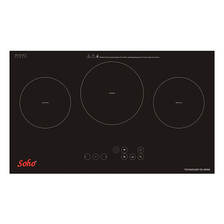 Bếp Âm Điện Kết Hợp Combi Soho - 3799BBI (2 Từ - 1 Hồng Ngoại) - Hàng chính hãng
