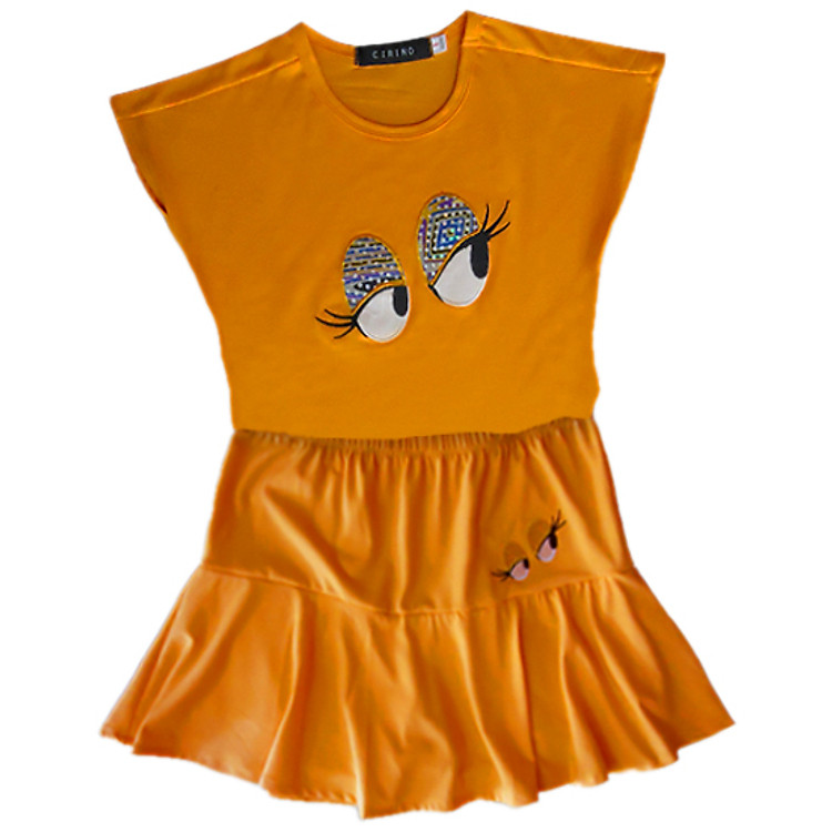 Bộ Đồ Bé Gái Họa Tiết Mắt Liếc CIRINO BD_BE_MLMC_004 - Cam