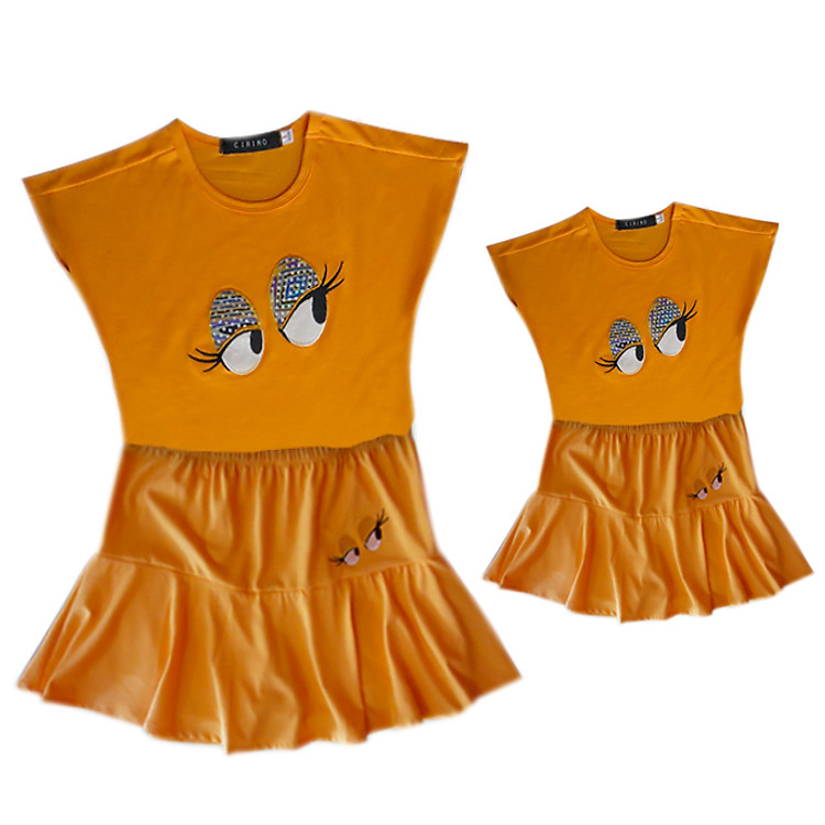 Combo Bộ Đồ Mẹ Bé In Hình Mắt Liếc CIRINO CB_MATLIEC_CAM - Cam