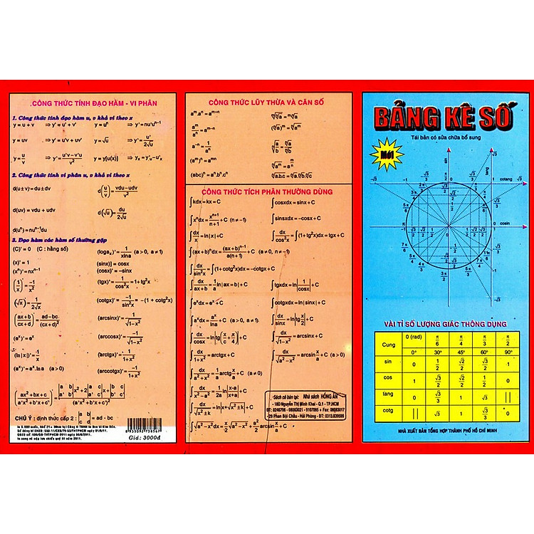 Sách Bảng Kê Số Và Công Thức Lượng Giác (Có Chỉnh Sửa Và Bổ Sung)