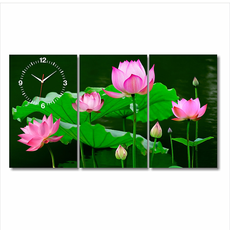 Tranh Đồng Hồ Dyvina 3T3050-4 - Sen Tứ Quý