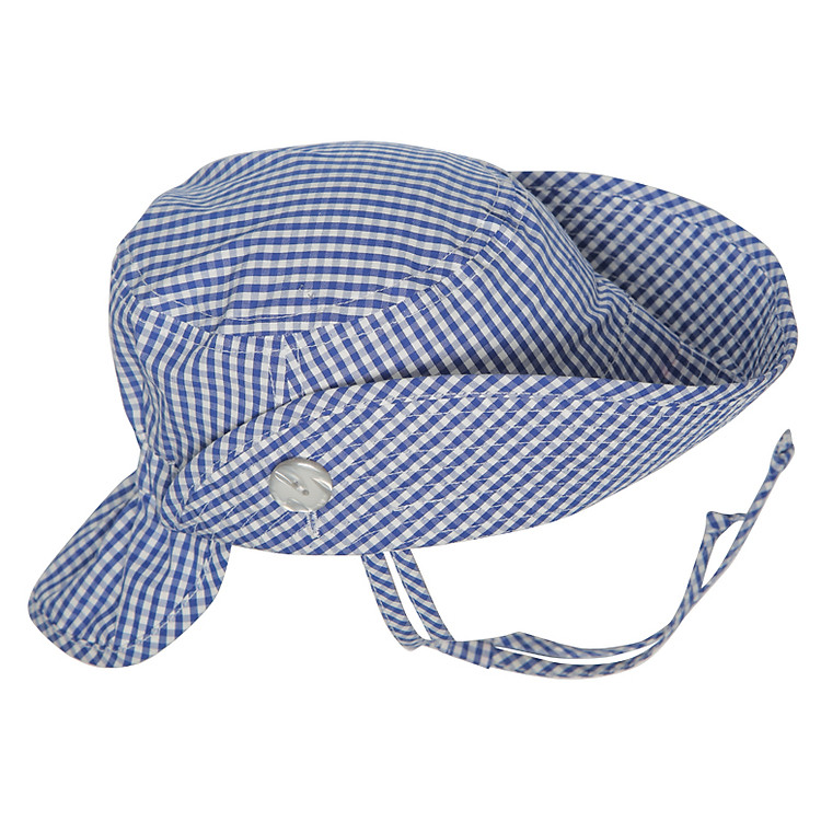 Nón Trẻ Em Hai Nút Đáp Sau Ninh Khương Họa Tiết Caro 418 - Xanh