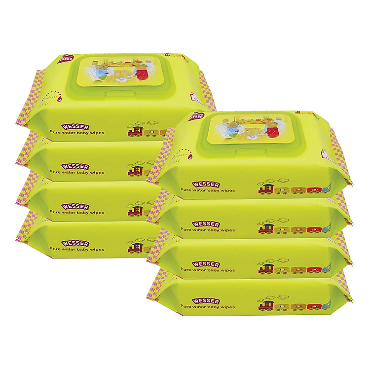 Bộ 8 Gói Khăn Ướt Wesser (80 Tờ x 8) - Xanh