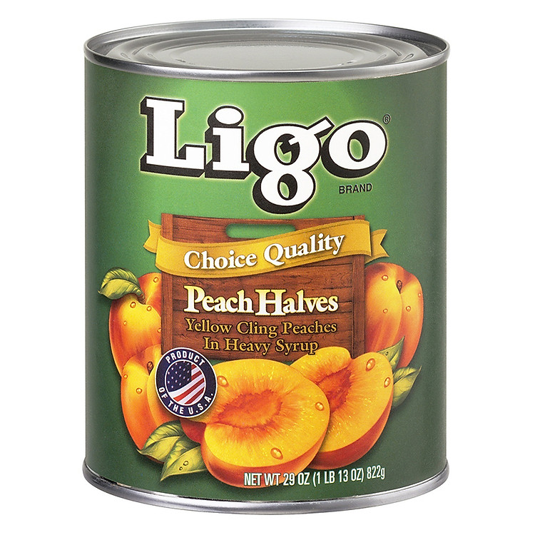 Đào Cắt Nửa Trái Ngâm Nước Đường Ligo (822g)