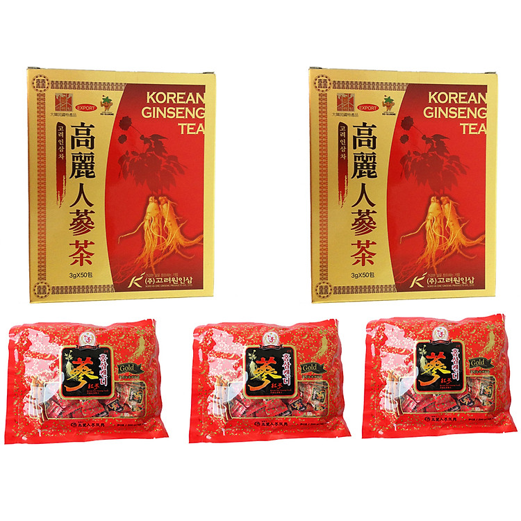Combo 2 Thực Phẩm Chức Năng Trà Sâm Korean Ginseng Tea + 3 Kẹo Sâm Chong Kun Dang