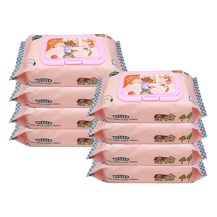 Bộ 8 Gói Khăn Ướt Wesser Hồng Giá rẻ - Hình ảnh 2