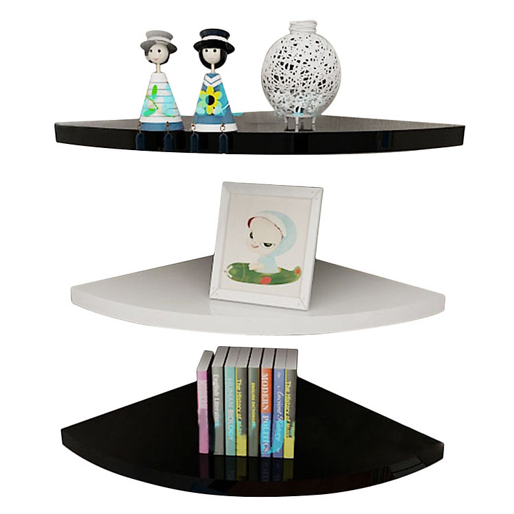Bộ 3 Tấm Kệ Góc Tường KEGO KG06 (28 x 28 cm) - Đen Trắng