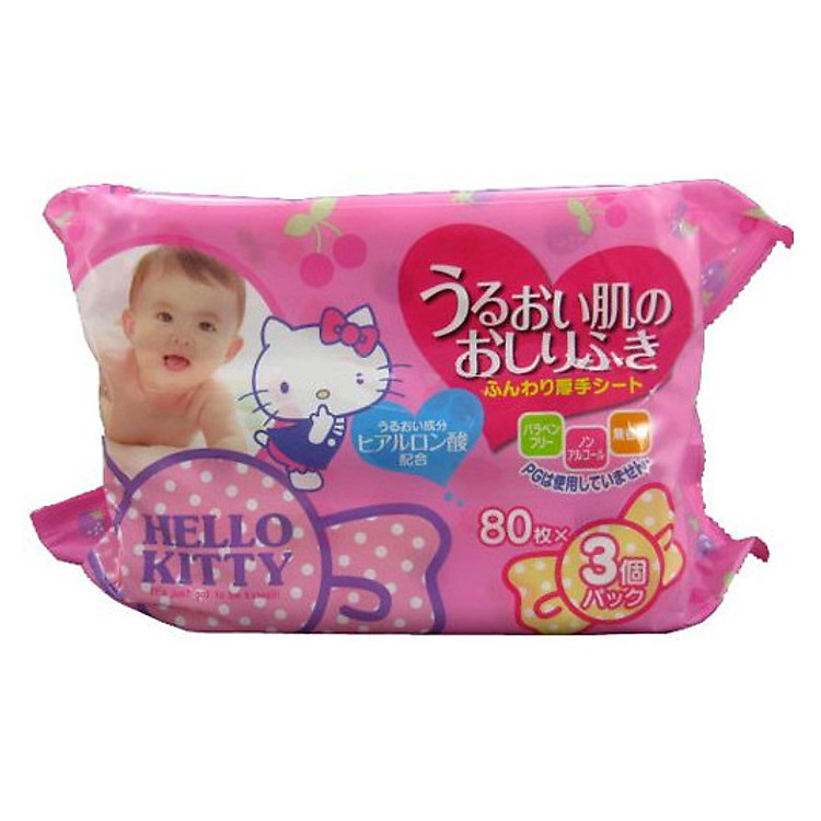 Giấy Ướt LEC Hello Kitty E037 (80 Tờ x 3 Gói)