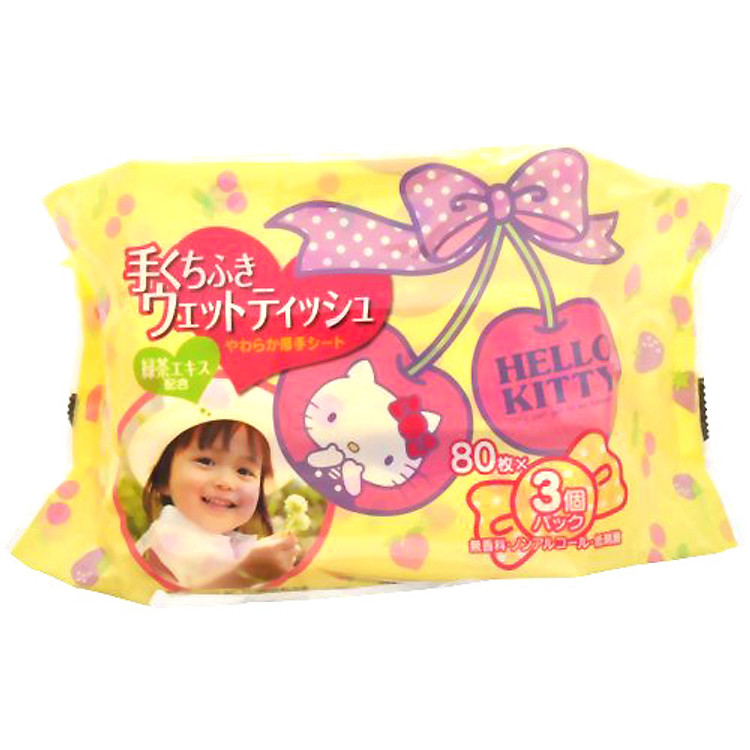 Giấy Ướt LEC Hello Kitty E-045 (80 Tờ X 3 Gói)