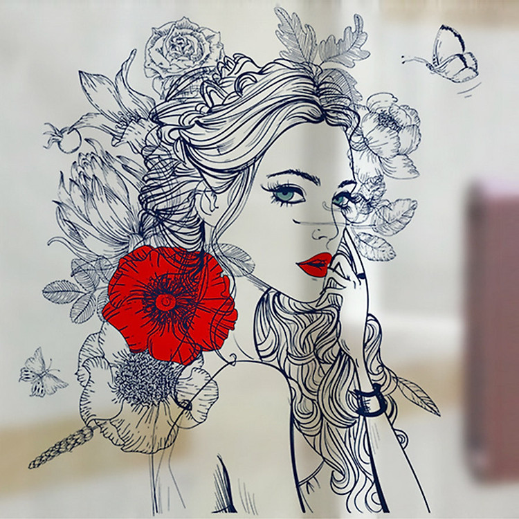 Decal Kính Mờ Cô Gái Hoa Lala Shop DC2018 (60 x 60 cm)