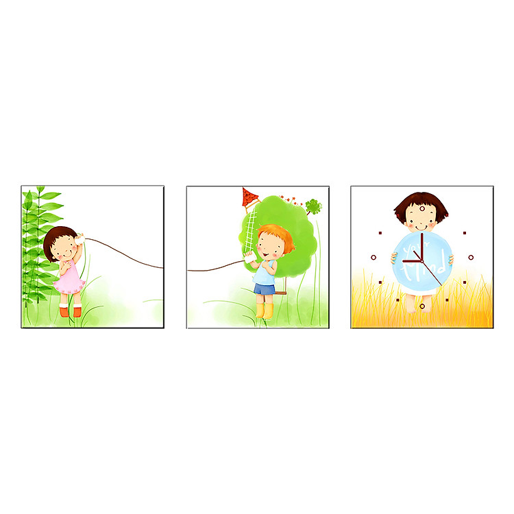 Tranh Đồng Hồ Treo Tường Bộ Ba Thế Giới Tranh Đẹp Q6D8 (45)