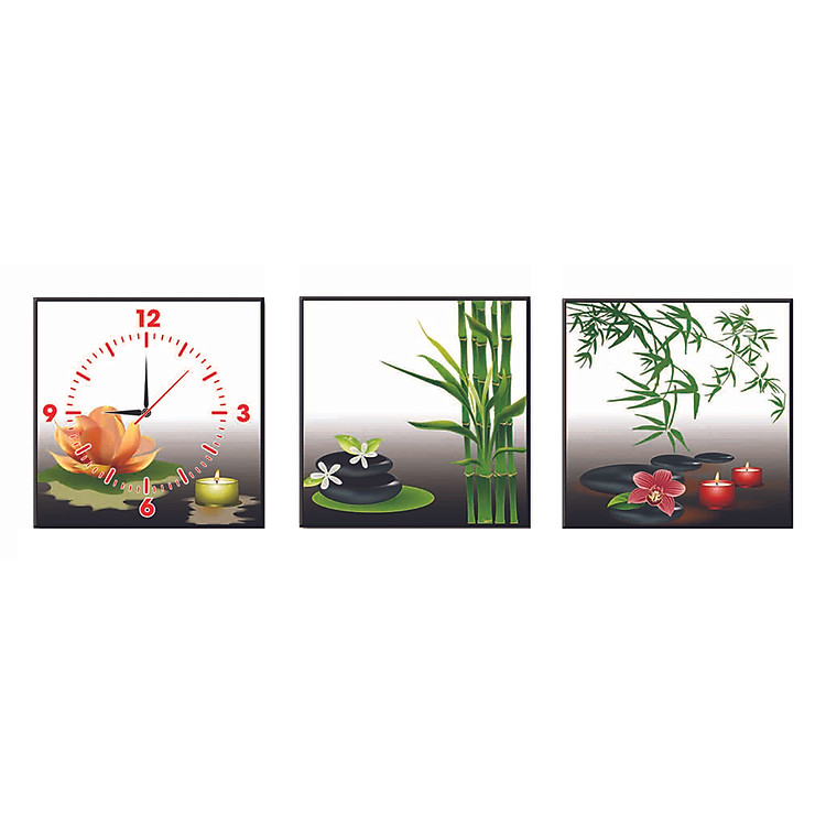 Tranh Đồng Hồ Treo Tường Bộ Ba Thế Giới Tranh Đẹp Tre Xanh Q6D8 (3)