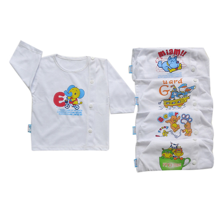 Combo 5 Áo Cài Bên Tay Dài Mihababy ATD05 – Trắng