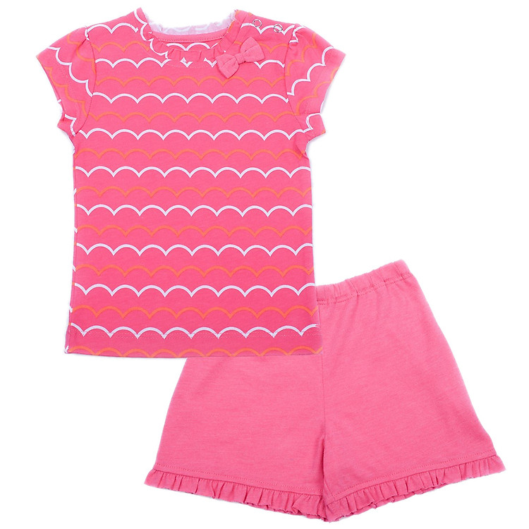 Bộ Đồ Bé Gái Cài Vai Họa Tiết Sóng LullabyBaby L-NH03-15 49 - Hồng