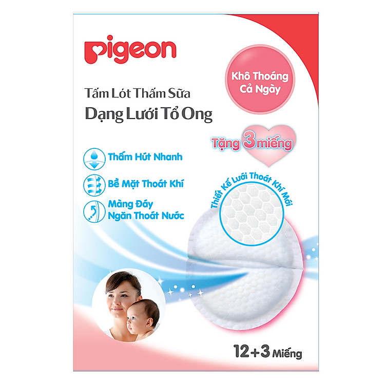 Hộp 12+3 Miếng Tấm Lót Thấm Sữa Pigeon