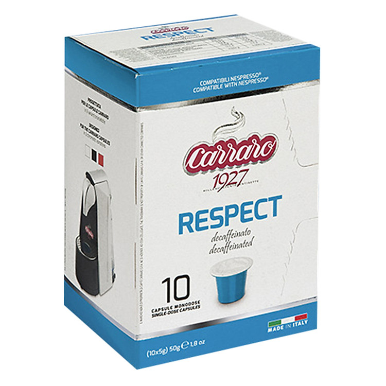 Cà Phê Viên Nén Capsule Carraro Respect/Decaf CCACRES (10 viên x 5.2g)