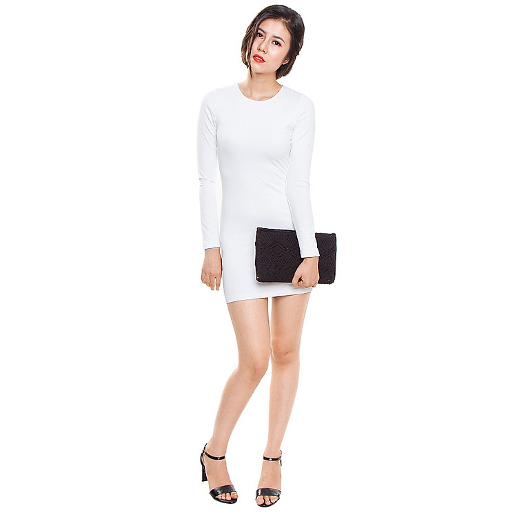 Đầm Body Cổ Tròn Tay Dài Labelle DB1 - Trắng