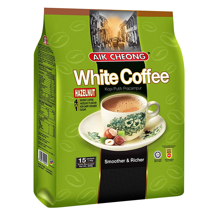 Cà Phê Trắng Hạt Phỉ 4 Trong 1 Aik Cheong (15 Gói x 40g)