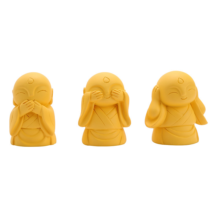 Bộ 3 Tượng Phật Không Nói, Không Nghe, Không Thấy - Vàng