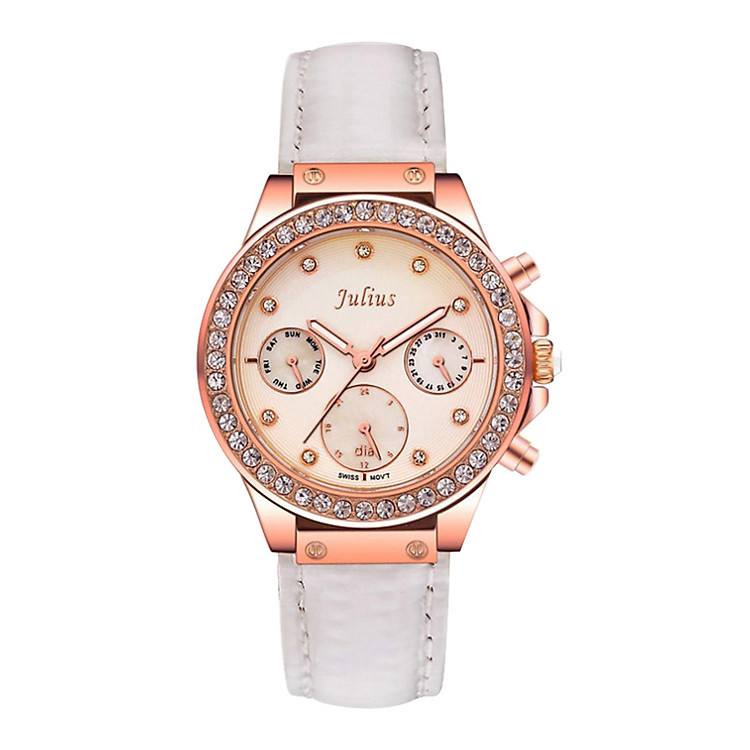 Đồng Hồ Nữ Dây Da Julius JA-815- Trắng