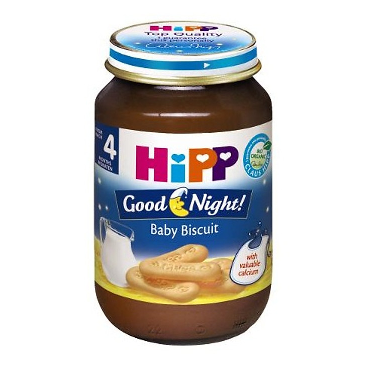 Dinh Dưỡng Đóng Lọ Cháo Sữa Chúc Ngủ Ngon - Bích Quy HiPP 190g - 5140