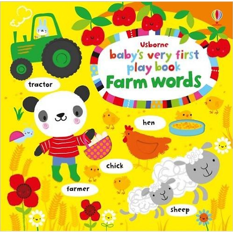 Sách Usborne Baby's very first word play book Farm words