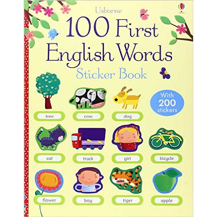 Sách Usborne 100 First English Words Sticker book