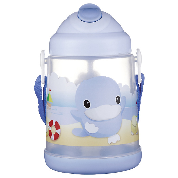 Bình Tập Uống Bằng Ống Hút Kuku Có Tay Cầm KU5455 - 430ml