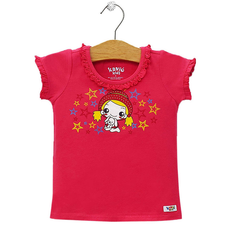 Áo Thun Tay Ngắn Bé Gái In Hình Cô Bé Kavio Kids GS558-N1 - Hồng Đậm