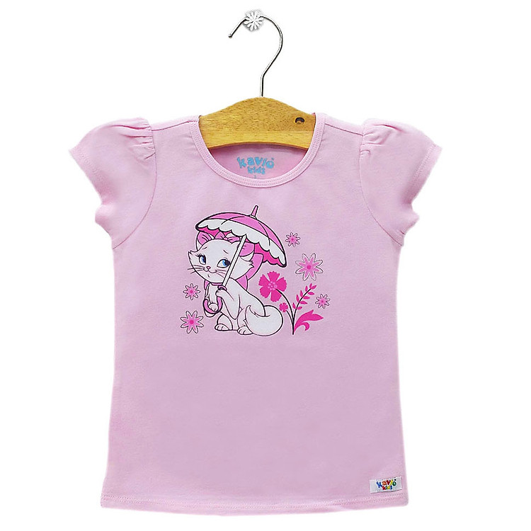 Áo Thun Tay Ngắn Bé Gái In Hình Mèo Kavio Kids GS546-N1 - Hồng