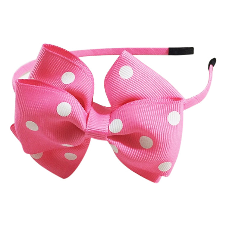 Cài Tóc Gọng Hồng Đính Nơ Chấm Bi Bảo Ngọc B09 - Hồng