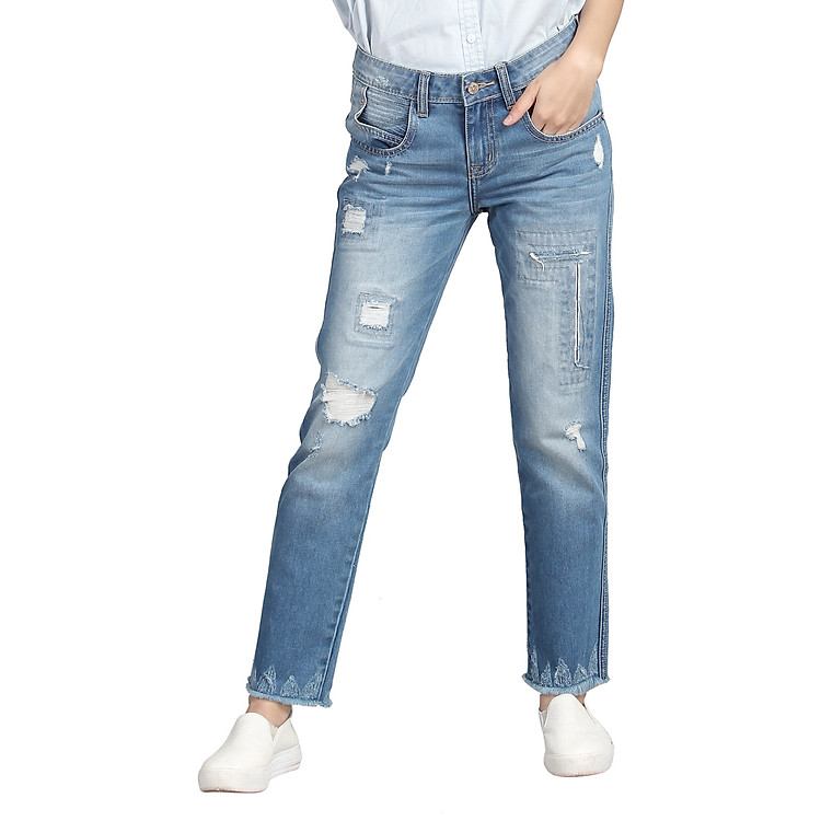 Quần Jeans Boyfriend Nữ ALE JEANS 60406BF - Xanh Nhạt