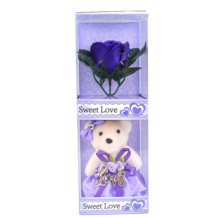 Gấu Bông Và Hoa 255 - Tím