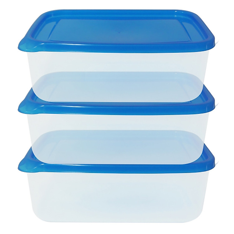 Bộ Hộp Nhựa JCP Chữ Nhật 3 Món - 6073/3 6073/3 (1050ml) - Màu ngẫu nhiên