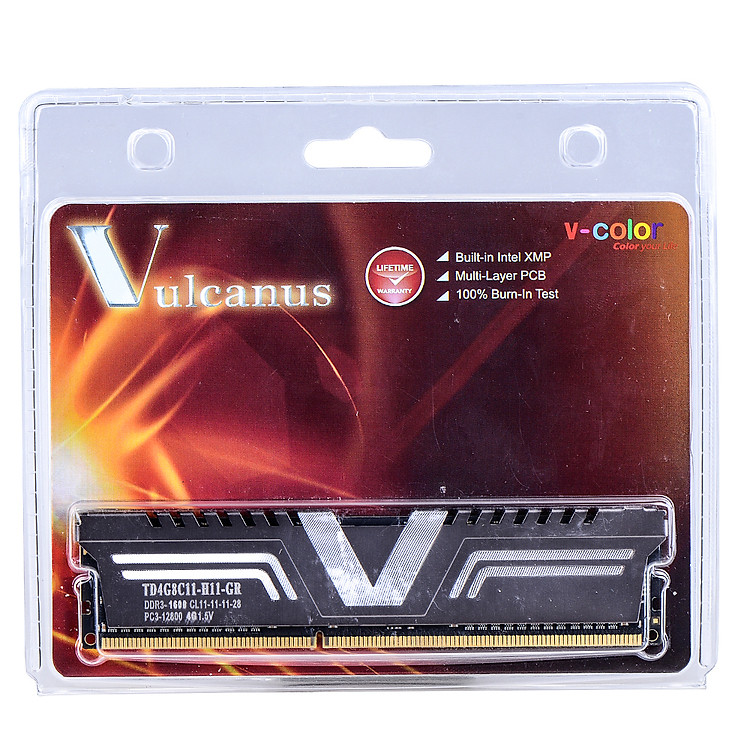 RAM V-Color DDR3 1600 LONGDIMM 4GB Tản nhiệt cao cấp (ETT IC - 100% đã qua test) - Hàng Chính Hãng