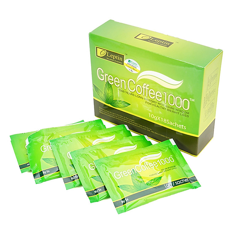 Thực Phẩm Chức Năng Cà Phê Giảm Cân Leptin Green Coffee 1000 (10g x 18 gói)