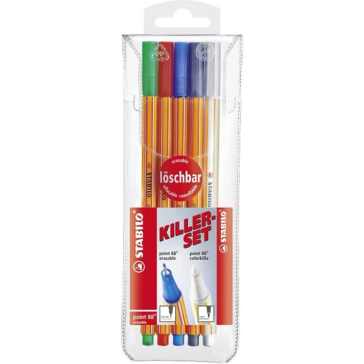 Bộ Bút Kỹ Thuật STABILO Point 88 (PT88) Erasable/Killer Set (Set 5 cây)