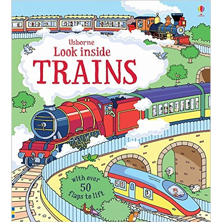 Sách Usborne Look inside Trains