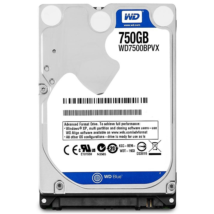 Ổ Cứng HDD Laptop WD Blue™ 750G/ 8MB/5400/2.5/9.5mm - WD7500BPVX - Hàng Chính Hãng